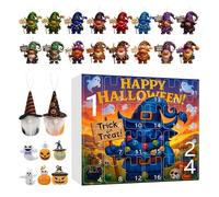 Calendario gnoma di Halloween Avvento, ciondolo per conto alla rovescia a 24 giorni, 11.02x12.6x1.57 pollici, design festivo acrilico 2d e resina 3D, ricordi hangovole per la decorazione degli alberi