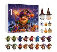 Calendario gnoma di Halloween Avvento, ciondolo per conto alla rovescia a 24 giorni, 11.02x12.6x1.57 pollici, design festivo acrilico 2d e resina 3D, ricordi hangovole per la decorazione degli alberi