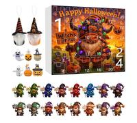 Calendario gnoma di Halloween Avvento, ciondolo per conto alla rovescia a 24 giorni, 11.02x12.6x1.57 pollici, design festivo acrilico 2d e resina 3D, ricordi hangovole per la decorazione degli alberi