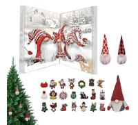 Calendario gnomo di Natale, collezione di ornamenti festivi, display per il conto alla rovescia per le vacanze, 8,27x1,77 pollici decorazioni per bambole nane, timer ventiquattro giorni per bambini p
