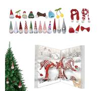 Calendario gnomo di Natale, collezione di ornamenti festivi, display per il conto alla rovescia per le vacanze, 8,27x1,77 pollici decorazioni per bambole nane, timer ventiquattro giorni per bambini p