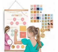 Calendario Gravidanza Bambini - Tabella interattiva di monitoraggio della gravidanza con adesivi, strumento educativo futuri grandi fratelli e sorelle, regalo da 3 anni, monitoraggio della gravidanza,