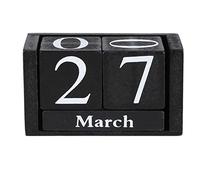 Calendario in legno Blocchi da scrivania in legno Calendario Tempo desktop Decorazione per ufficio a casa Blocchi shabby Chic Cubi in legno rustico Calendario Blocco perpetuo Visualizzazione(Nero)