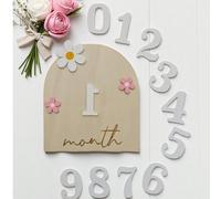 Calendario in legno per foto commemorative dei traguardi del bambino, decorazione floreale, targa in legno per registrare la crescita e le foto di compleanno Tagli UnicaLettereLegno