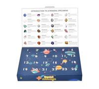 Calendario in , scatola per conto alla rovescia per 24 giorni, set di gemme naturali, autentici esemplari minerali, regalo educativo e da collezione, confezione a tema spaziale con schede