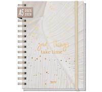 Calendario internazionale 2025/2026 A5 "Sparkling Leaf" planner settimanale per 18 mesi (25 luglio - 26 dicembre) nelle lingue: EN/FR/IT/ES - sostenibile e rispettoso del clima