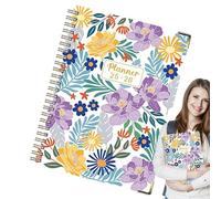 Calendario libro | Calendario Planner Book - A5 diario spesso design floreale blocco note inglese luglio 2025-giugno 2026 per schizzi Bullet Journaling prendere appunti College Law Work Research