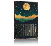 Calendario lunare vintage 2026, poster 2026, calendario divertente da appendere, calendario lunare, calendari lunari pieni, idee da strega, cartello in latta, metallo, alluminio, 8x12 pollici, per bag