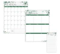 Calendario magnetico cancellabile a secco, set di 3 Greenery Monthly & Weekly Planner, Note, Obiettivi Lista della spesa e delle cose da fare, Organizzatore del planner per frigorifero, ufficio, aula