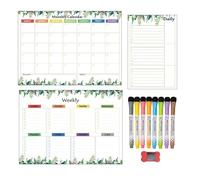 Calendario magnetico per frigorifero, set di 3 calendari magnetici per frigorifero, con pennarelli e gomme da cancellare, per organizzare le pareti, pianificatori mensili, settimanali e giornalieri