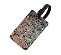 Calendario Maya End of The World Etichette per bagagli per valigie Etichette divertenti per identificazione bagagli Elegante etichetta per bagagli con anello nero per appendere l'etichetta