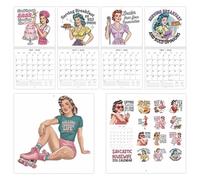 Calendario mensile da appendere, design retrò, calendario vintage per quaderni, divertente organizer per stanza, decorazione da parete sul posto di lavoro | orario 2026 in stile retrò creato per un