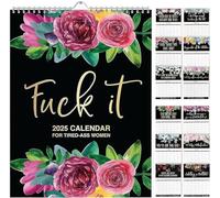 Calendario Mensile Divertente 2025, Calendario Fu-ck it 2025 per Donne Stanche,Calendario da Parete Divertente Umoristico, Regali Divertenti per Donne,Calendario Umoristico per Natale