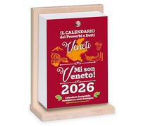 Calendario "Mi son Veneto" 2026 con Supporto in legno di Faggio | "Ogni dì ghe ne vien fora una" | Proverbi e Detti VENETI | Edizione con Nuove Frasi | EcoSostenibile in Scatola Regalo