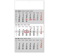 Calendario murale trimestrale con nomi cechi 2026 grigio