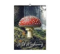 Calendario muro di funghi selvatici, calendario mensile di funghi selvatici, pianificatore di mura