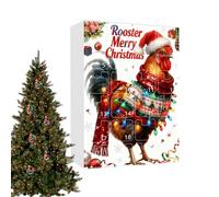 Calendario natalizio 2D in acrilico a forma di gallo ornamentale | 24 griglie per conto alla rovescia di Natale per Capodanno, vacanze, fattoria, festa in casa