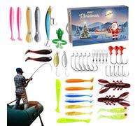 Calendario natalizio da pesca, Calendario 'avvento con esche da pesca 2024 - Kit da pesca Calendario 'Avvento Esche da pesca,Calendario 'Avvento dei pesci 2024, attrezzatura da pesca per il Ringraziam