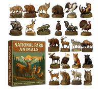 Calendario natalizio del parco nazionale - Animale piatto 2D, vivace localizzatore di vacanze, formazione di ornamenti in miniatura, layout artistico da collezione, affascinante concetto di