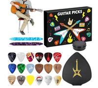 Calendario natalizio - Legno + ABS + pelle PU 12,2x8,27x1,57 pollici | Conto alla rovescia di 24 giorni con custodia, plettri per chitarra | Giocatori di ukulele Adolescenti Adulti Bambini Vacanze sta