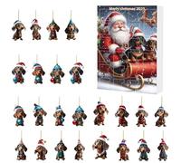 Calendario natalizio per conto alla rovescia, 24 giorni, design bassotto, decorazioni con pendenti, decorazioni per le vacanze, attività divertenti in famiglia per alberi di dicembre, feste, ingresso
