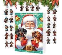Calendario natalizio per conto alla rovescia, 24 giorni, design bassotto, decorazioni con pendenti, decorazioni per le vacanze, attività divertenti in famiglia per alberi di dicembre, feste, ingresso