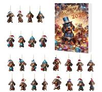 Calendario natalizio per conto alla rovescia, 24 giorni, design bassotto, decorazioni con pendenti, decorazioni per le vacanze, attività divertenti in famiglia per alberi di dicembre, feste, ingresso