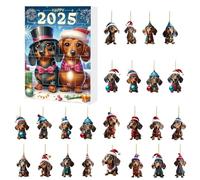 Calendario natalizio per conto alla rovescia, 24 giorni, design bassotto, decorazioni con pendenti, decorazioni per le vacanze, attività divertenti in famiglia per alberi di dicembre, feste, ingresso