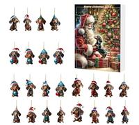 Calendario natalizio per conto alla rovescia, 24 giorni, design bassotto, decorazioni con pendenti, decorazioni per le vacanze, attività divertenti in famiglia per alberi di dicembre, feste, ingresso