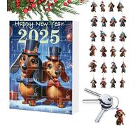 Calendario natalizio per conto alla rovescia, 24 giorni, design bassotto, decorazioni con pendenti, decorazioni per le vacanze, attività divertenti in famiglia per alberi di dicembre, feste, ingresso