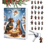 Calendario natalizio per conto alla rovescia, 24 giorni, design bassotto, decorazioni con pendenti, decorazioni per le vacanze, attività divertenti in famiglia per alberi di dicembre, feste, ingresso