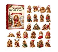 Calendario natalizio per conto alla rovescia Cocker Spaniel, statuette di | Aperto 2D Acrilico Cocker Spaniel Ornamento Ogni Giorno Per Un Conto Alla Rituale Festivo Con Pezzi Da Collezione
