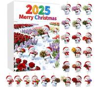 Calendario natalizio per conto alla rovescia con pupazzo di neve, calendario dell'avvento 2025, statuette in acrilico 2D per decorazione dell'albero di Natale, mini ciondolo a forma di pupazzo di neve