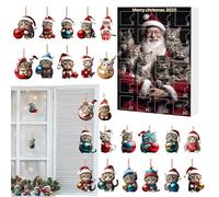 Calendario natalizio per conto alla rovescia e gattino, 24 giorni | 2D Acrilico Gatto Ciondolo Per Specchio Retrovisore Decorazione Gattino Charm Pendenti Set per Albero di Natale Auto Rearvi