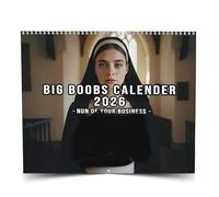 Calendario "Nuns" 2026, Nuns con calendario murale divertente 2026, Illustrazione del seno femminile nudo audace e creativo, Big Senile Calendario femminile 2026, Con 12 mesi pianificazione