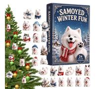 Calendario ornamentale natalizio a forma di cane, in acrilico 2D | Cornice piatta da 25 cm, base leggera in acrilico che semplifica la visualizzazione di pareti, finestre e specchietti