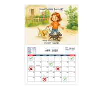 Calendario per Bambini 2026 - Calendario Di Programmazione Finanziaria Per L'Infanzia | Accessorio Per Pianificazione Domestica Strumento Didattico STEM