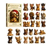 Calendario per conto alla rovescia, 2D in acrilico, a tema cane, ornamento per bambole Yorkshire Terrier, 24 giorni, per specchi, pareti, alberi, amici, famiglia, appassionati di vacanze