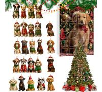 Calendario per conto alla rovescia con ciondolo a forma di cane, in acrilico 2D, per vacanze invernali, 24 giorni, ornamento per razza di cani, calendario 'Avvento, conto alla rovescia, per parete