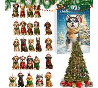 Calendario per conto alla rovescia con ciondolo per cane,acrilico stagionale 2D,Calendario a tema cucciolo di 24 giorni - per parete porta, albero amatoriale di animali