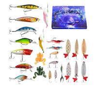 Calendario per conto alla rovescia del pescatore | Calendario 'Avvento 24 giorni per Natale con esche | Kit di esche festive per la stagione della, regalo Babbo Natale appassionato