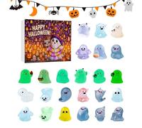 Calendario per conto alla rovescia di Halloween, con statue fantasma che si illuminano al buio, calendario di 24 giorni con 24 mini fantasmi, decorazione da scrivania in resina per bambini, famiglia