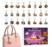 Calendario per conto alla rovescia di Halloween, ornamento con 24 ciondoli, 3,8 x 4 cm, ricordo in acrilico 2D, design autentico leggero, multiuso per borsa, telefono, conchiglie, astuccio