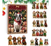 Calendario per conto alla rovescia di Natale per cane,souvenir in acrilico riutilizzabile,calendario per conto alla rovescia 24 giorni ornamenti a tema cane - per amanti degli animali