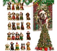 Calendario per conto alla rovescia di Natale per cani | 2D riutilizzabile stagionale, calendario 'Avvento di 24 giorni con pendenti a tema cane,per amici adulti adolescenti amanti degli