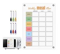 Calendario per farina da frigorifero, calendario per pasti da cucina, calendario per pasti in acrilico bianco con 6 matite colorate | frigorifero memo con magnete, offerta familiare per