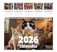 Calendario Per Gatti 2026 - Pianificatore Murale Di 12 Per Casa, Ufficio, Scuola Con Binding Della Bobina, Programmazione E Pianificazione Familiari, Tema Dei Gatti Per Decorazioni Per