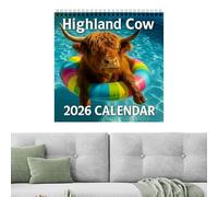 Calendario Per Il 2026 - Pianificatore 2026 Calendario Da Parete Highland Cow - Agenda Gen-Dic Carta Spessa Pianificatore Mensile | Para RV Camion Sedan Y