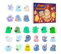 Calendario per il conto alla rovescia con fantasma di Halloween, 24 giorni, con miniature, graziosa scultura che si al buio per famiglia, adolescenti, adulti, coppie