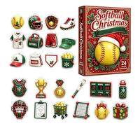 Calendario per il conto alla rovescia con softball in acrilico 2D | Calendario ornamentale natalizio da 24 giorni, per amanti dello sport, porte, finestre, alberi, pareti, caminetti